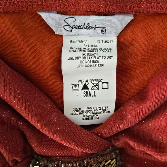 Speechless- Orange Glittery Asymmetrical Dress with Beading - Picture 4 of 5